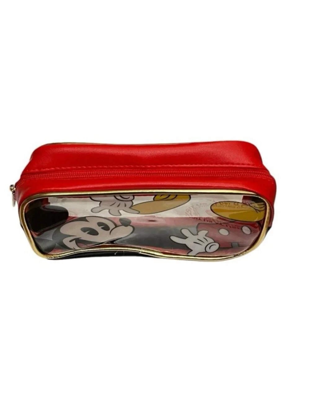 Disney Mickey Mouse Clear Cosmetic Case Makeup Bag Travel Bioworld NWT